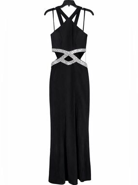 Speechless Black Formal Dress Size 5 Rhinestone Cutout Halter Evening Gown